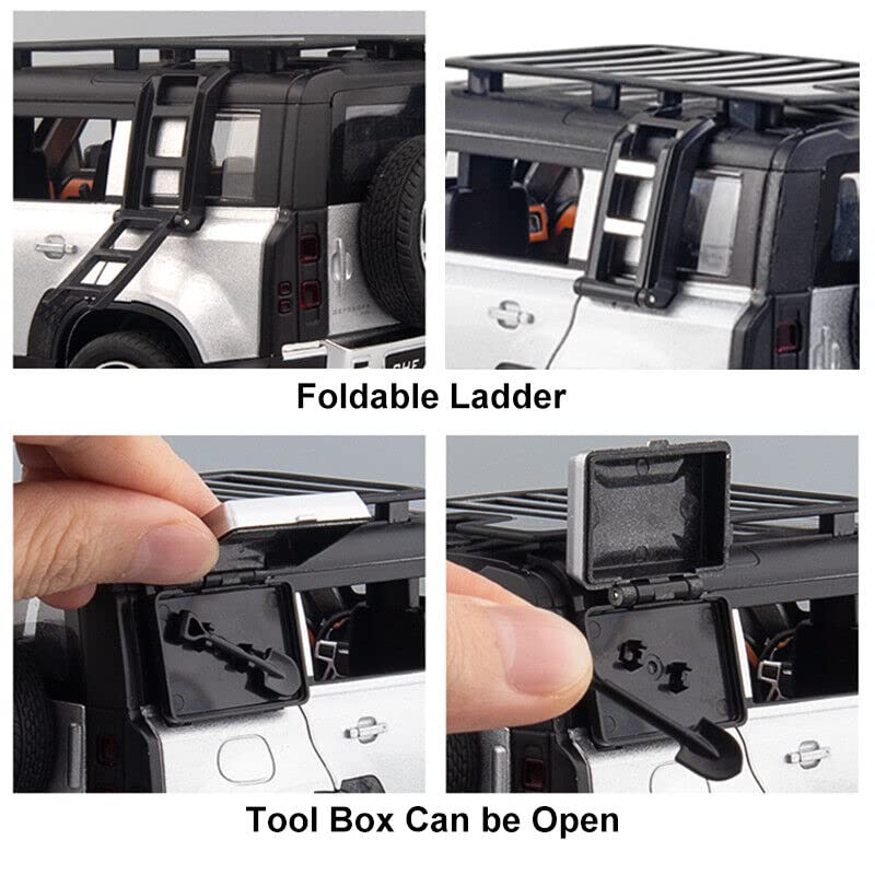 Image of Alloy Car Model Diecasts Metal Toy with Sound /Light /Pull-Back Off-Road Vehicles Car Model Collection Kids Toys Gift Multicolor Pack of 1 (Land Rover Defender CAR)