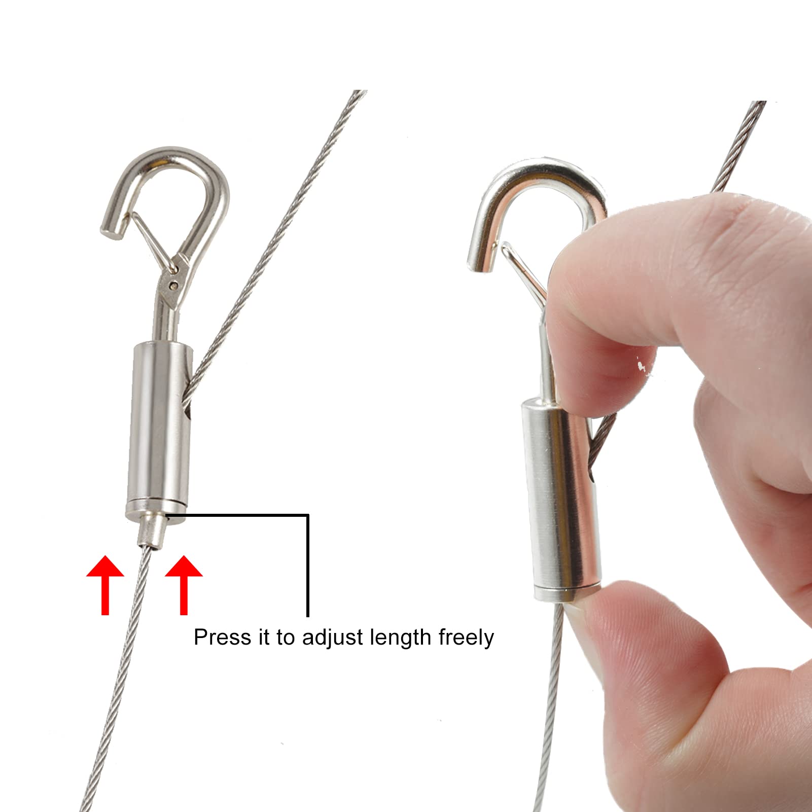 4 Corde Metalliche Regolabili Da 150 Cm In Acciaio Inox – Con Gancio E Anello – Portata 20 Kg