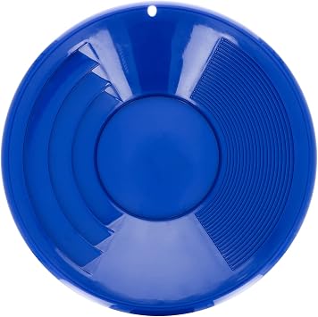 ASR Outdoor 10 inch Gold Pan with Dual Riffles for Gold Prospecting, Blue