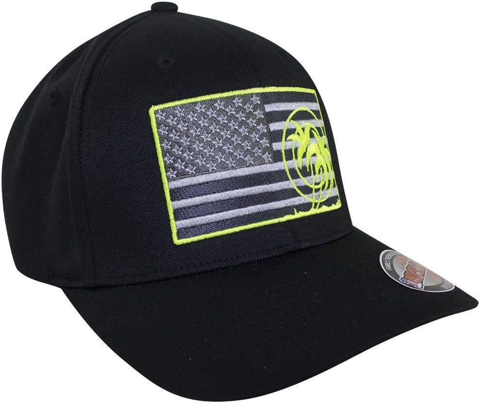 "Strong Neon Yellow Flag Classic Fitted Premium Hat – Black Baseball Cap (Small) | Structured Cap with Neon Yellow Flag Embroidery | Unisex Lifestyle Hat