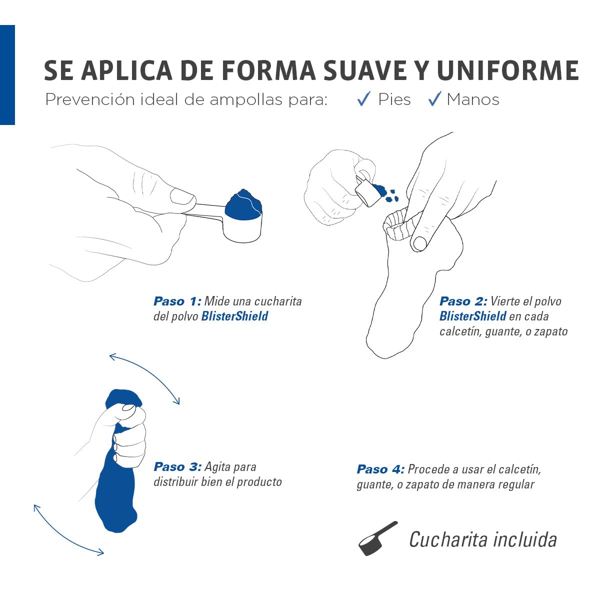 2Toms BlisterShield Polvos Anti-Fricción Sin Talco Protección Pies Ampollas 70g