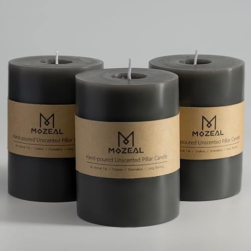 Miniatura 192 de MOZEAL Velas de pilar extra grandes de color borgoña de 4" x 10" (juego de 2), sin perfume, sin goteo, sin humo, de larga combustión limpia, velas