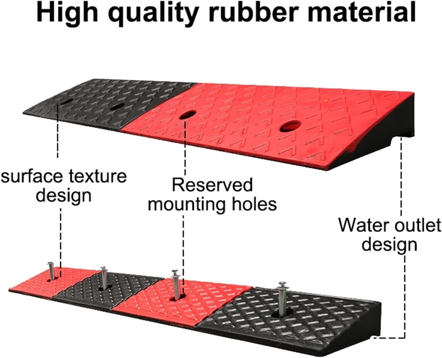 Rubber Curb Ramp,Portable Ramp,Heavy Duty Loading Rubber Dock,Use with Wheelchairs, Mobility Scooters for Home, Steps, Stairs, Doorways, Curbs (Battery *1 : 98 * 15 * 3cm)