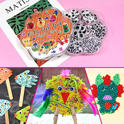 TOAOB 770 Stück Selbstklebende Wackelaugen Klein Kunststoff Augen zum Basteln Kulleraugen Selbstklebend 4mm bis 12mm Wiggle Googly Eyes Bastelaugen für Scrapbooking Kunsthandwerk Zubehör
