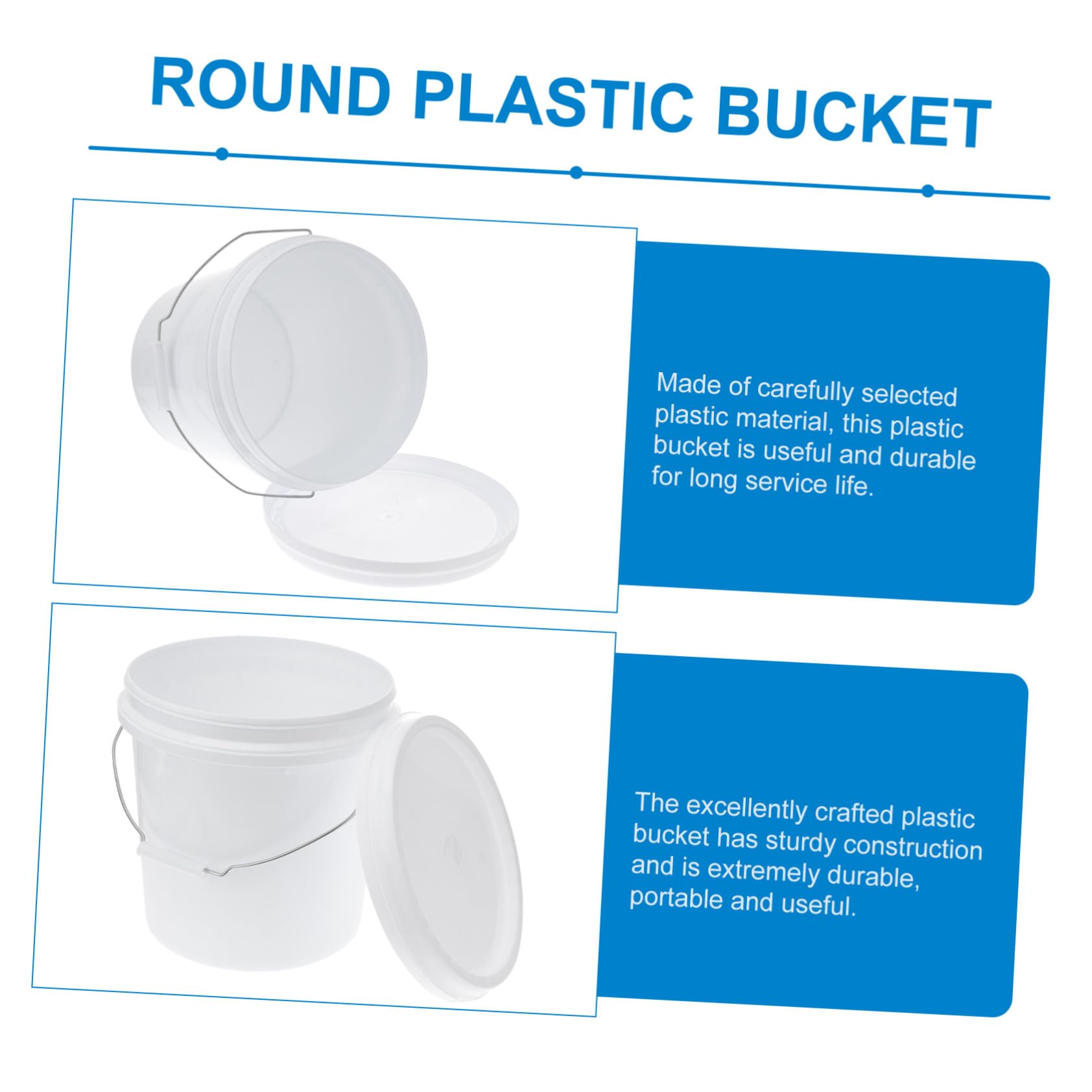 iplusmile Seau Portable 10l en Plastique Blanc Couvercle Étanche, Grosse Capacité et Seau d'eau Polyvalent pour Usage Domestique