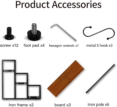 Miniatura 7 de AIEWEV Organizador de jarabe de café, estante de 3 niveles para botellas de vino, con 3 ganchos, organizador de barra de café de madera de metal