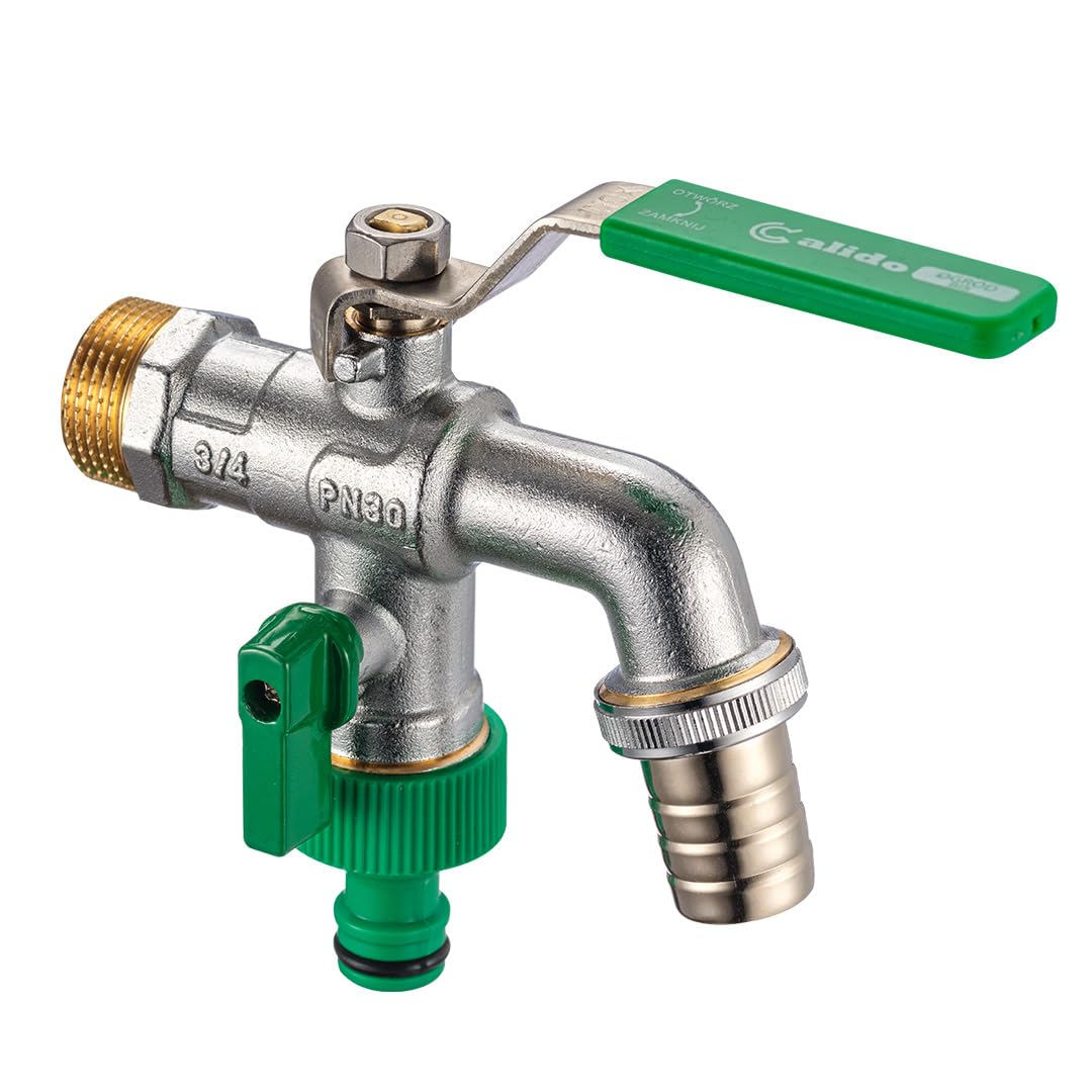 Calido Brass 3/4" Inch Bsp Double Outlet Garden Outdoor Tap Ball Valve Faucet Hose Fitting