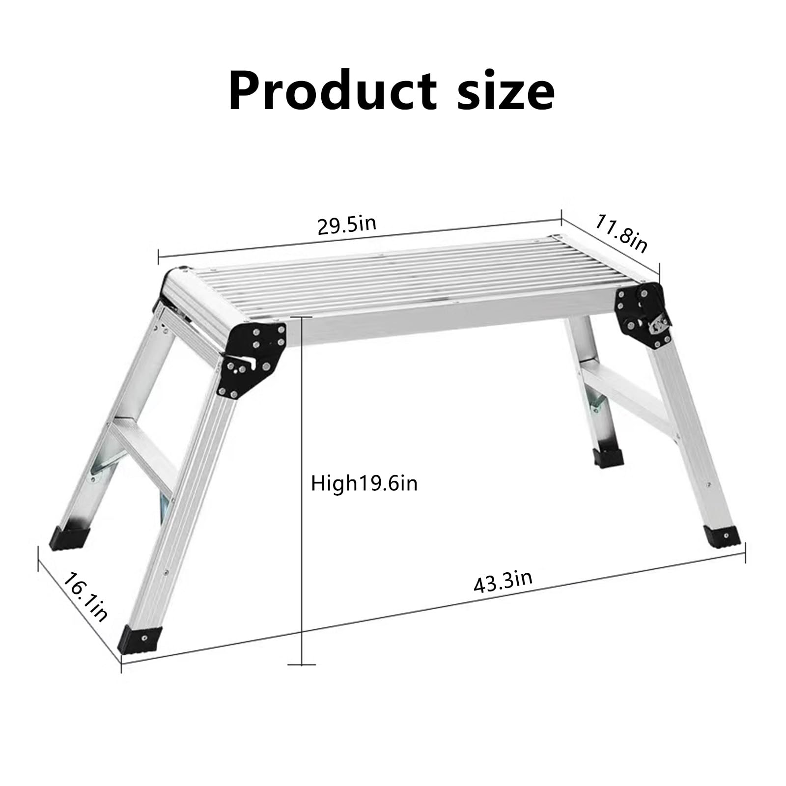 Plataforma de Trabajo Portátil Multifuncional de Aluminio,Plataforma de andamio,Plataforma de trabajo de aluminio para limpieza de techo,pintura y lavado de automóviles,carga máxima de 330 libras