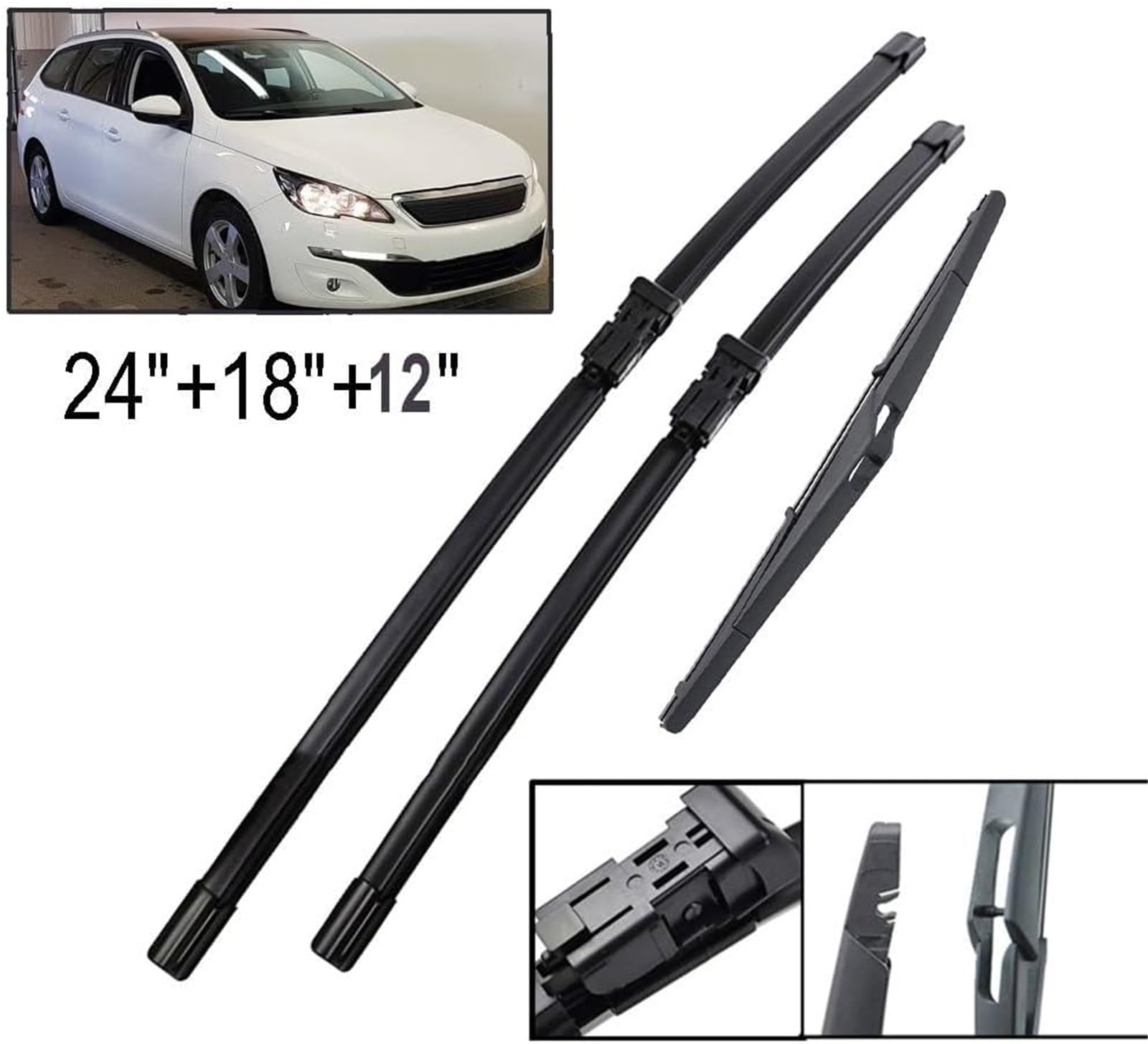 limpiaparabrisas Juego de escobillas limpiaparabrisas delanteras y traseras para Peugeot para Estate