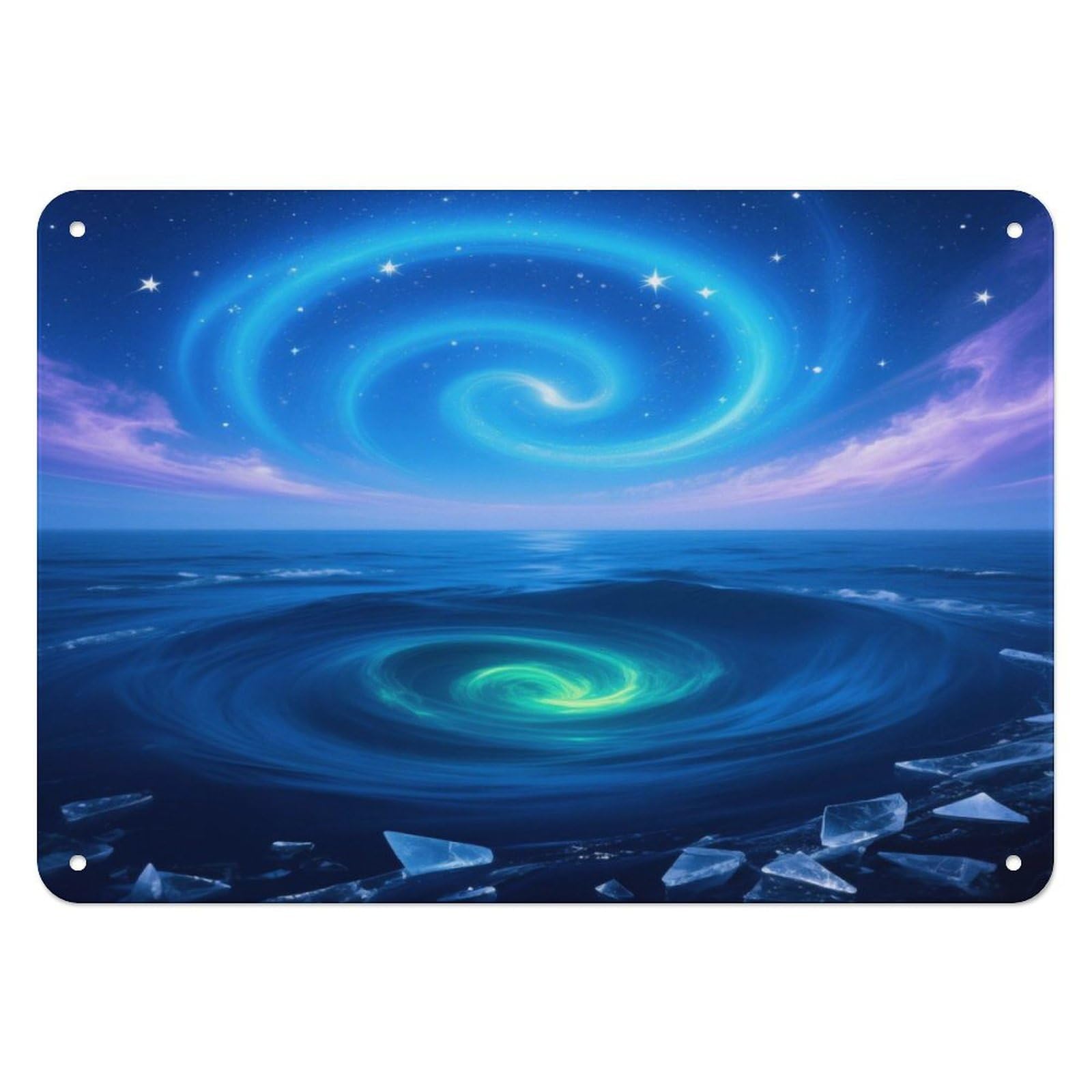 Fekiloot Style Ice Sea Double Vortex Wall Decor Iron Painting Metal Sign