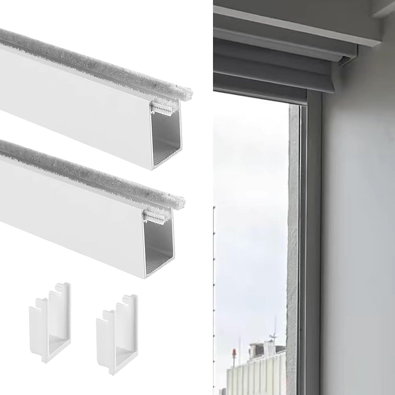JvFbjLF U-shaped Aluminium Sunshade Strip, Fully Light-blocking Side Rail(75cm/29.5inch)