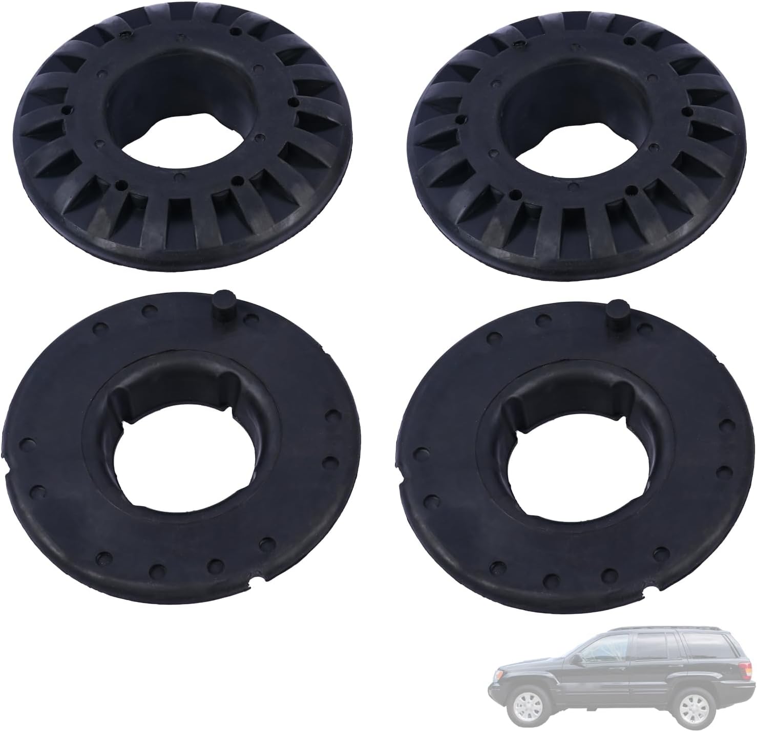4 PCS Rear Upper and Lower Coil Spring Insulator Kit 52088346AB 52088402AB Compatible with Jeep Grand Cherokee 1999-2004 Spring Isolator Kit Rubber Set