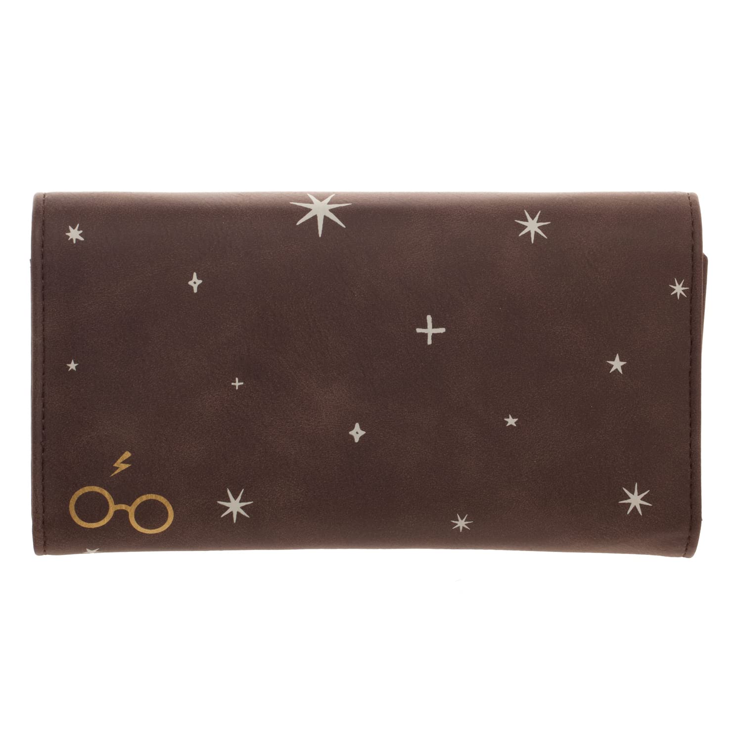 Harry Potter Hogwarts - Cartera plegable con solapa de metal, Beige Bronceado 2