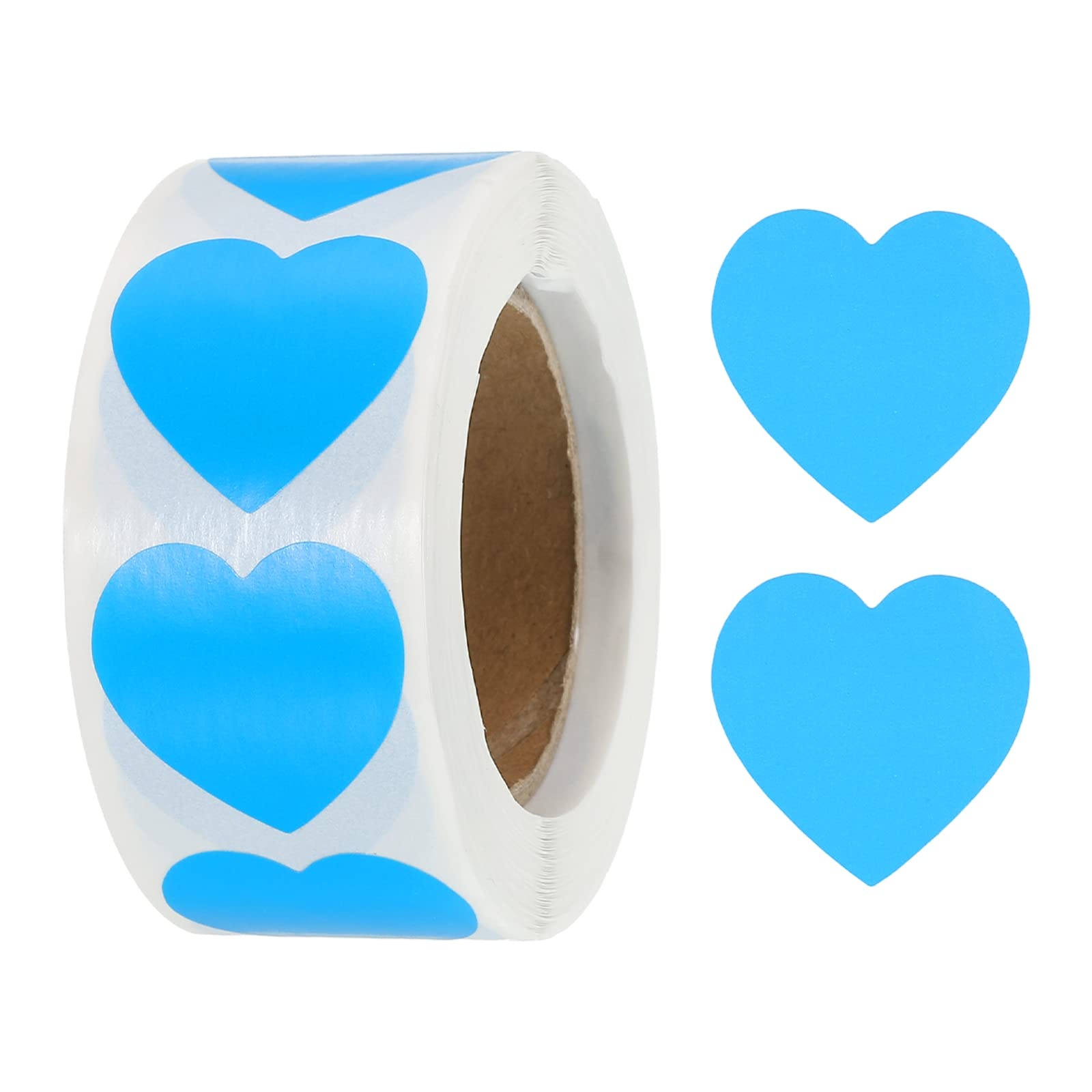 sourcing map Calcomanía en forma de corazón de 1 pulgada, etiqueta de amor autoadhesiva para decoración de corazón, día de San Valentín, boda, fiesta, azul claro, 500 piezas