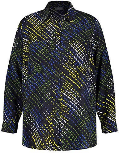 Samoon Damen Hemdbluse mit Allover-Print Langarm, Manschetten Bluse Langarm Hemdbluse Gemustert Black Gemustert 52 Cover