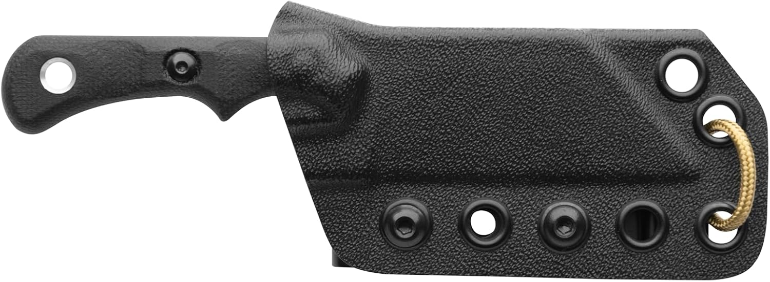 Tops Knives Ivie Full Tang FIxed Blade- Tungsten Blade Finish- Black Kydex Sheath w/Narrow Spring Steel Clip