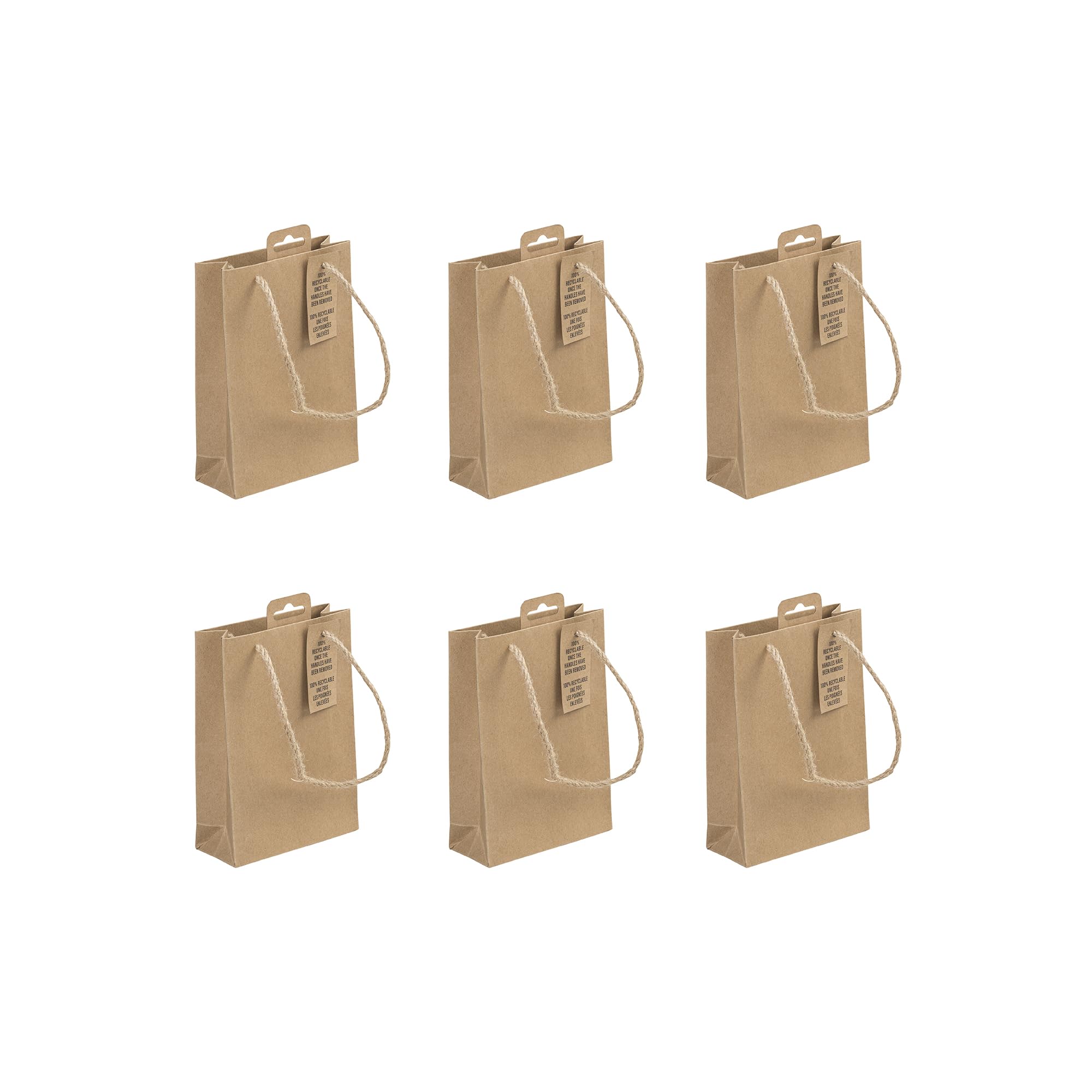 Clairefontaine 28800-5Cpack - Pack of 6 Kraft Gift Bags - Perfume Size - 13x5x16cm - 210g - Kraft Gift Wrapping, Packaging, Ideal for : Perfume, Jewellery, Food