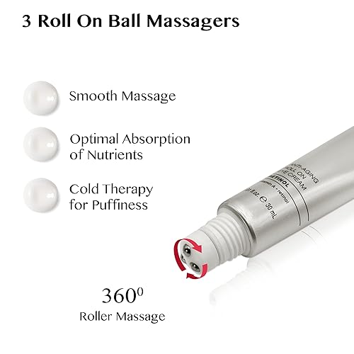 Miniatura 4 de Lamelin Rodillo de crema para ojos, retinol niacinamida vitamina A, bolsa de arrugas y debajo de los ojos y reductor de círculos oscuros, piel