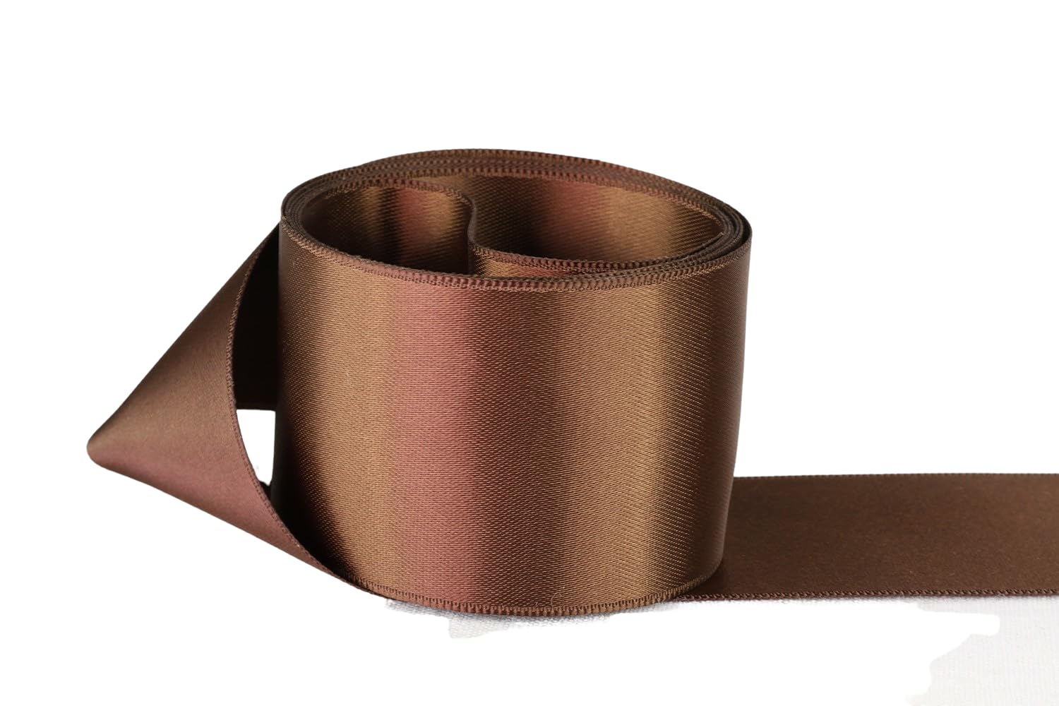 Ribbon Bazaar Double Faced Satin - Premium Gloss Finish - 100% Polyester Ribbon for Gift Wrapping, Crafts, Scrapbooking, Hair Bow, Decorating & More - 1/4" Brown 50yd Spool