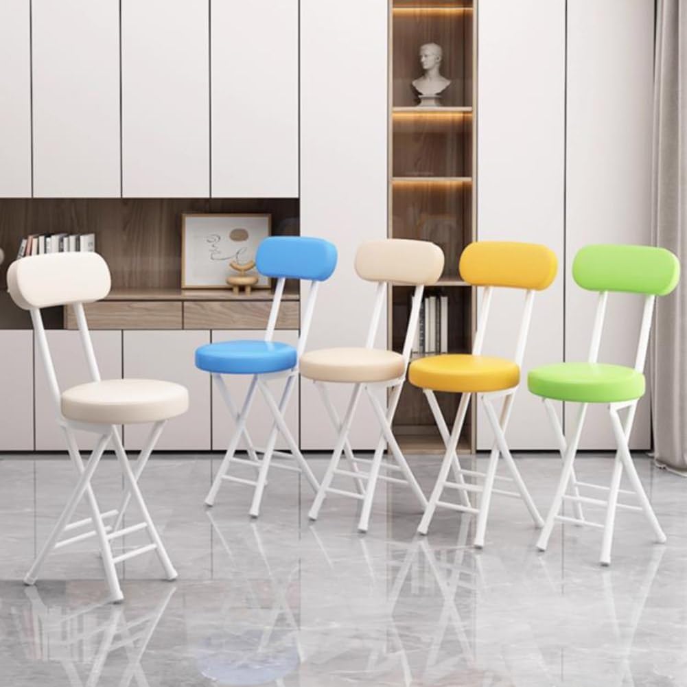 Folding Bar Stool with Comfortable Cushioned Seat 18.5in Collapsible Breakfast Chair Lightweight and Portable Foldable Stool for Picnic Garden Party Yellow Color