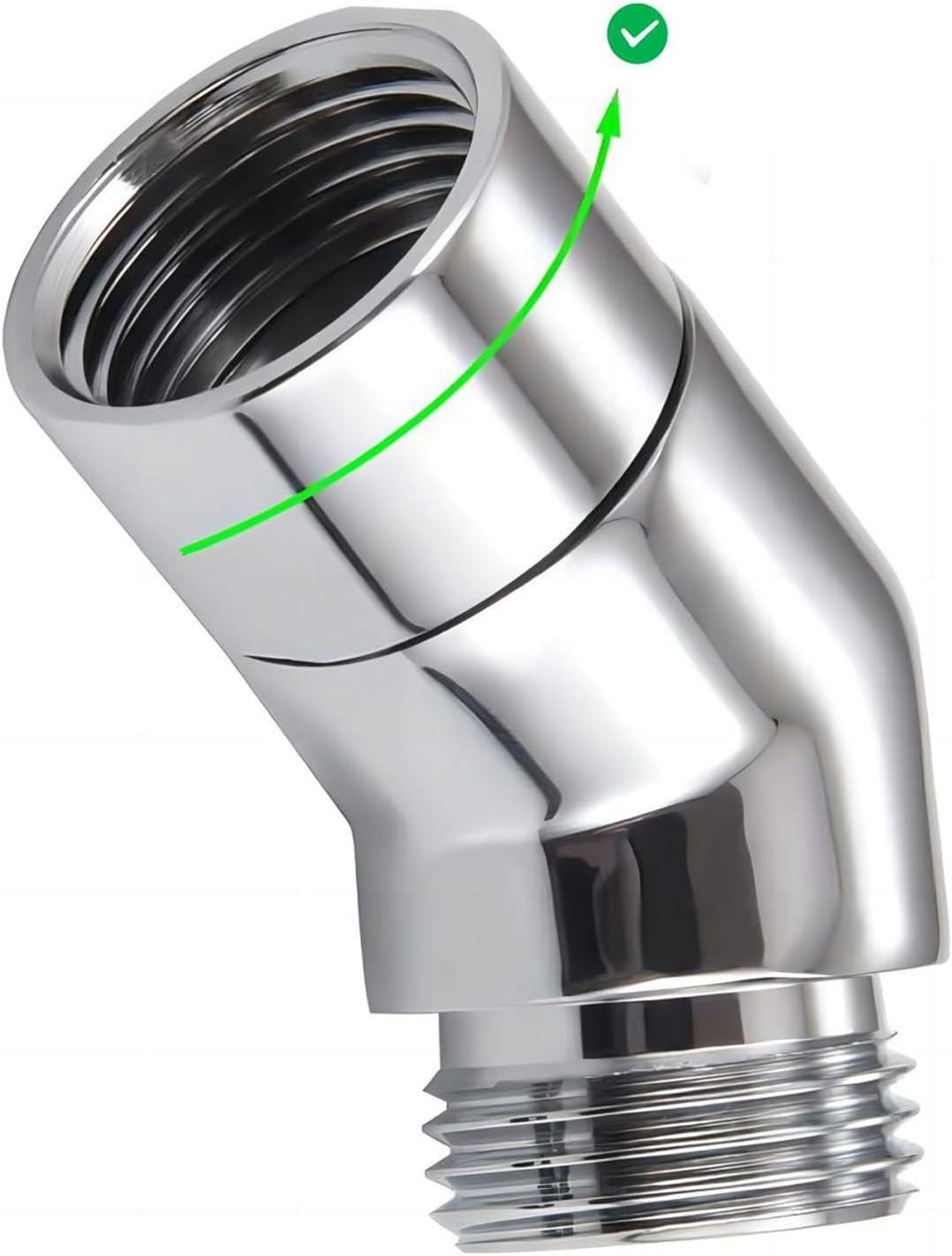 Totalize Shower Head Adapter,Solid Brass 135 Degree Shower Elbow Adapter,G1/2" Shower Head Extension Arm Connector (Chrome) (spinable)