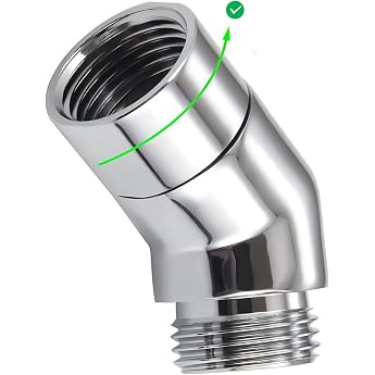 Shower Head Adapter 135 Degree Angle Solid Brass Adapter G1/2 Shower Head Extension Connector Chrome Plated Rotatable