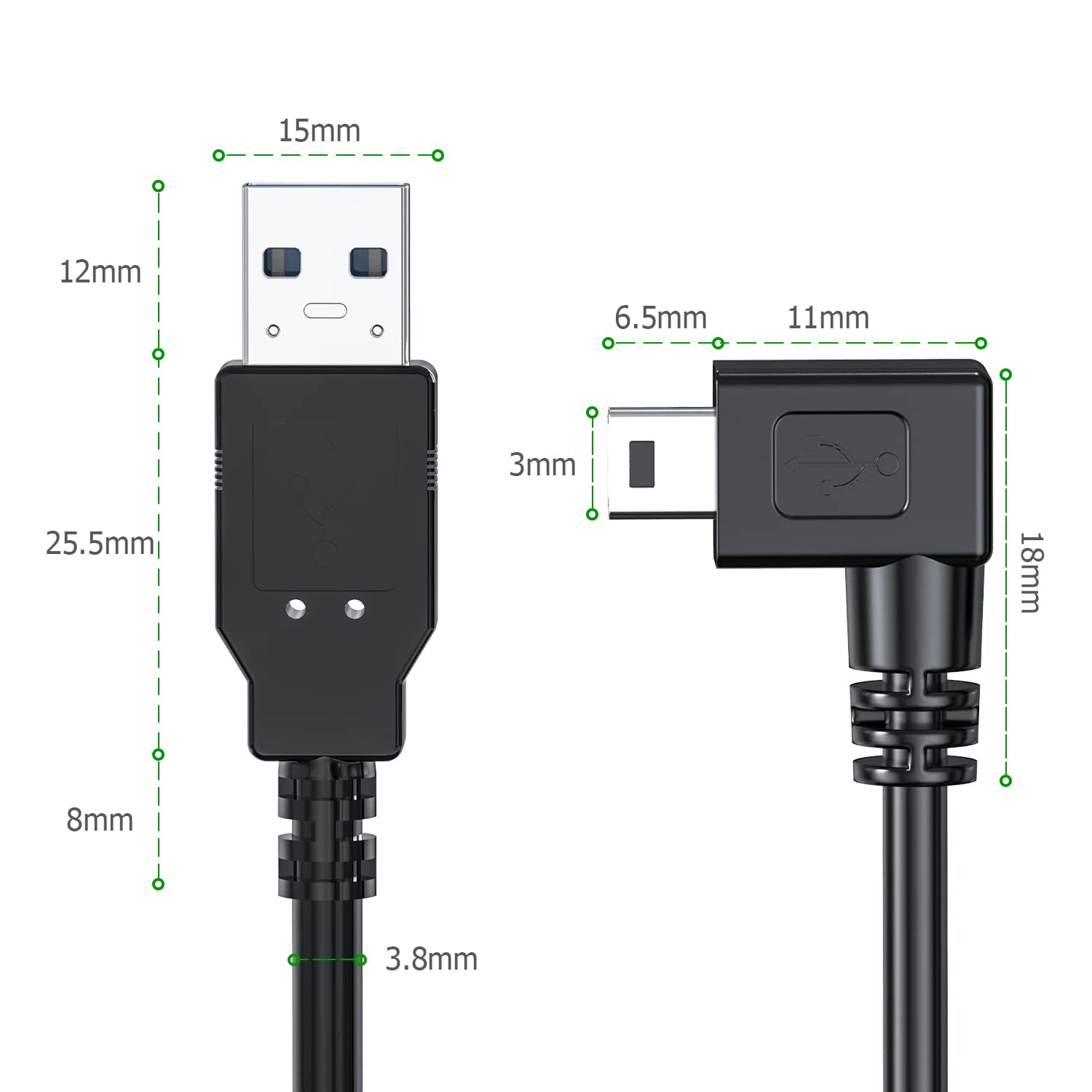 Mellbree Caricabatterie USB per Garmin Navi 2M, cavo di ricarica a 5 pin angolo retto