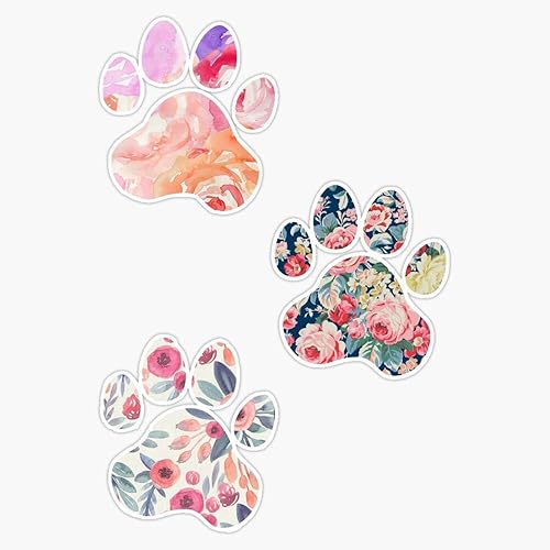 Calcomanía de vinilo impermeable con estampado de patas florales, para coche, laptop, pared, ventana, parachoques, 5 pulgadas
