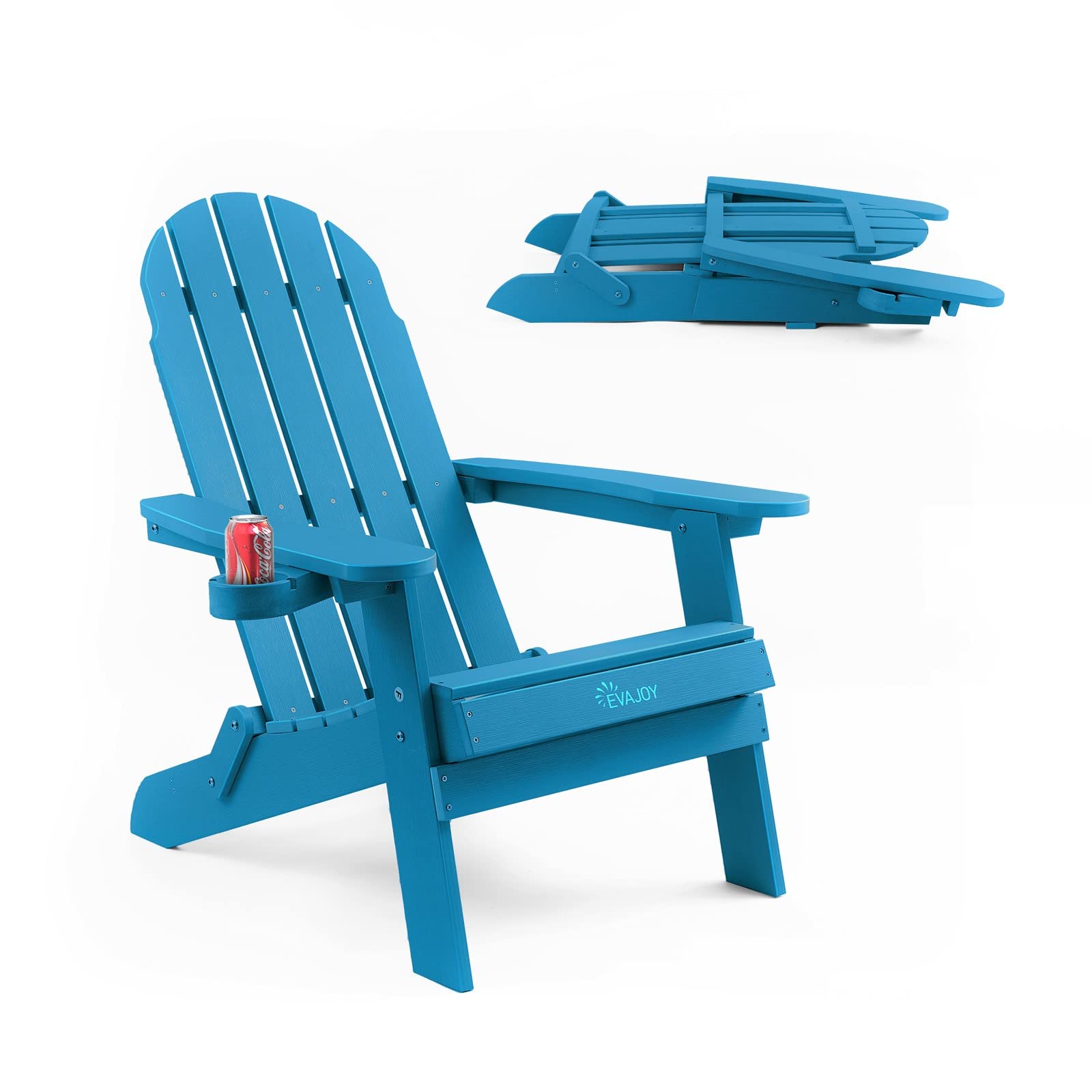 Folding Adirondack Chair, Evajoy Oversized Patio Chair with Cup Holder
