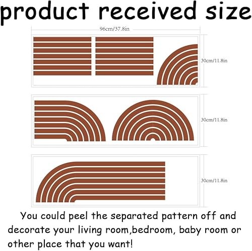 Miniatura 2 de SUPERDANT Calcomanías de pared de arco bohemio, decoración de pared de arco iris, decoración de pared amarillo-marrón, decoración de arte simple