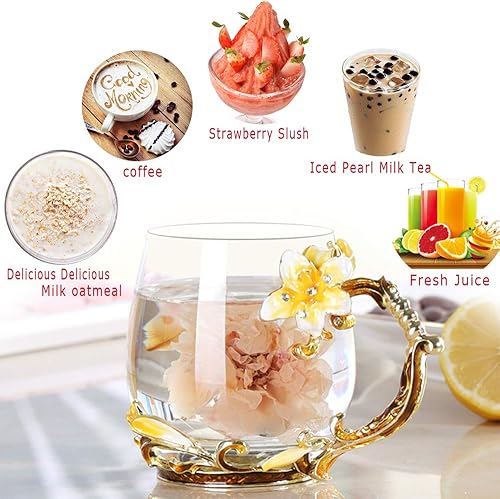 Miniatura 5 de Taza de té, Regalos para el Día de la Madre, Tazas de café, Taza de té de vidrio con flor de lirio, Ideas únicas de regalos personalizados para