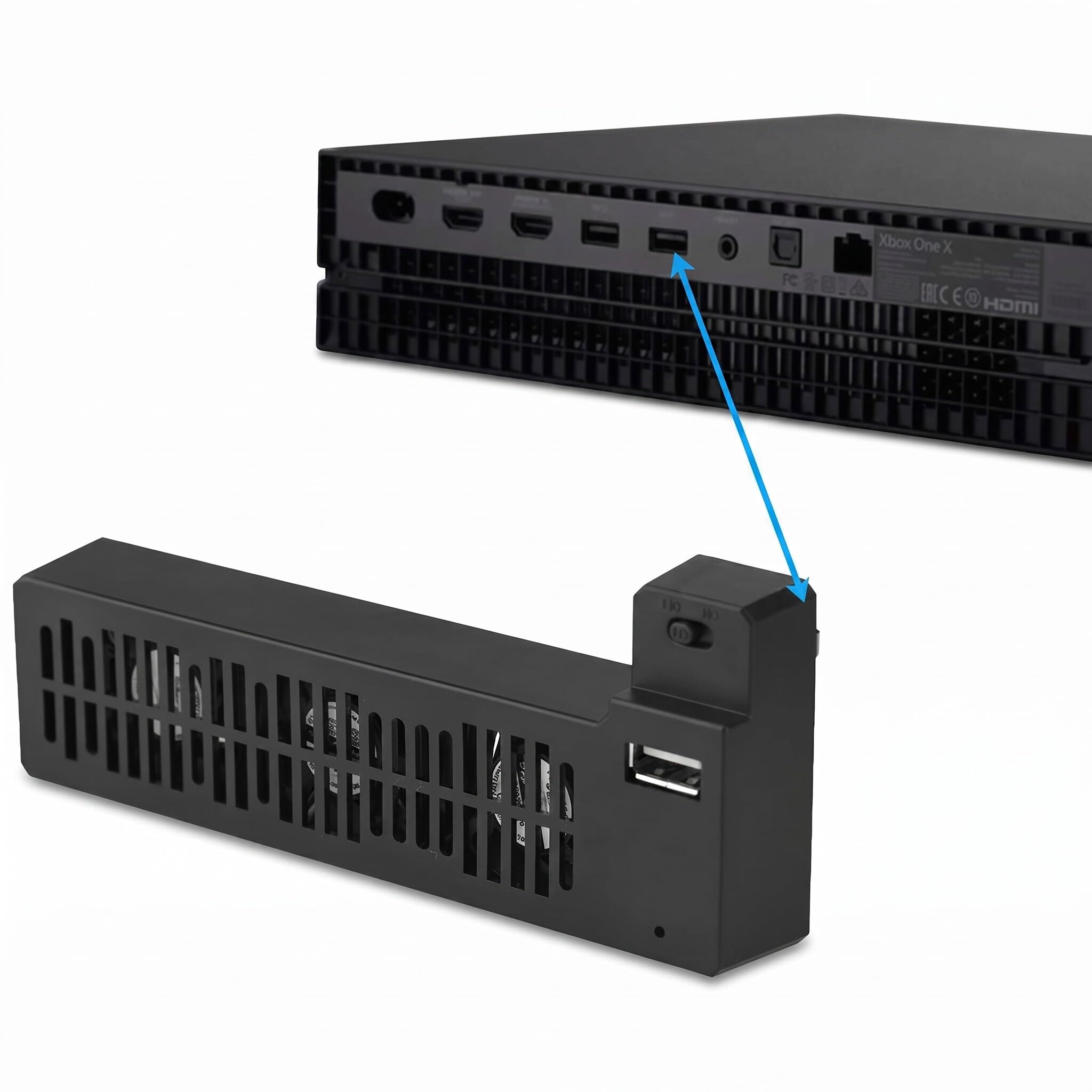 Bewinner Ventola di Raffreddamento Esterna USB Portatile per La Console di Gioco X Supporto per Ventola di Raffreddamento con 3 Mini Ventole di Raffreddamento
