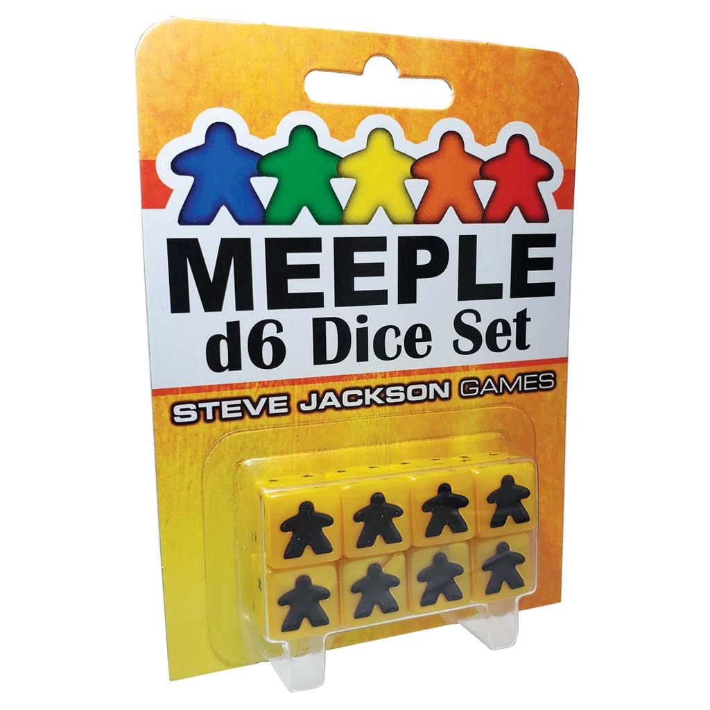 Meeple d6 Dice Set | 8 Pcs | 16mm Six-Sided | Yellow | Tabletop Roleplaying Games | RPG | from Steve Jackson Games