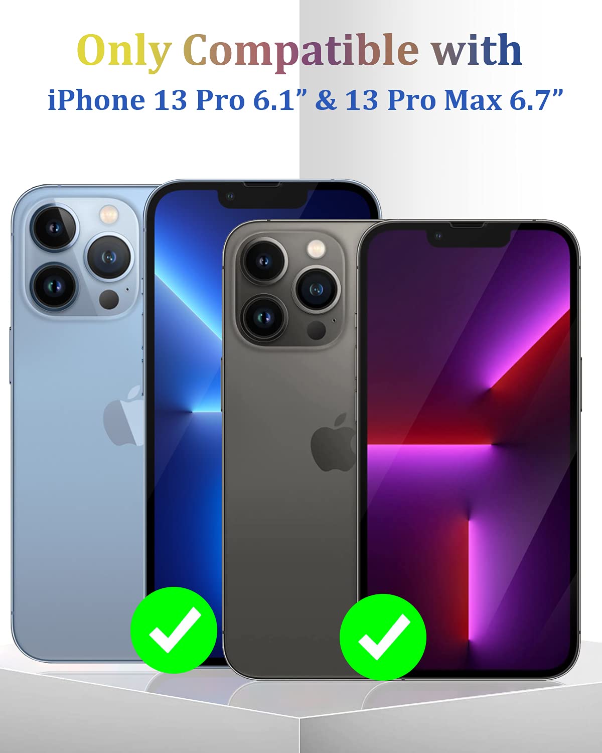 Protector de lente de cámara compatible con iPhone 13 Pro/13 Pro Max, protector de lente de cámara de metal y vidrio templado, compatible con escáner LIDAR, antiexplosión para iPhone 13 Pro
