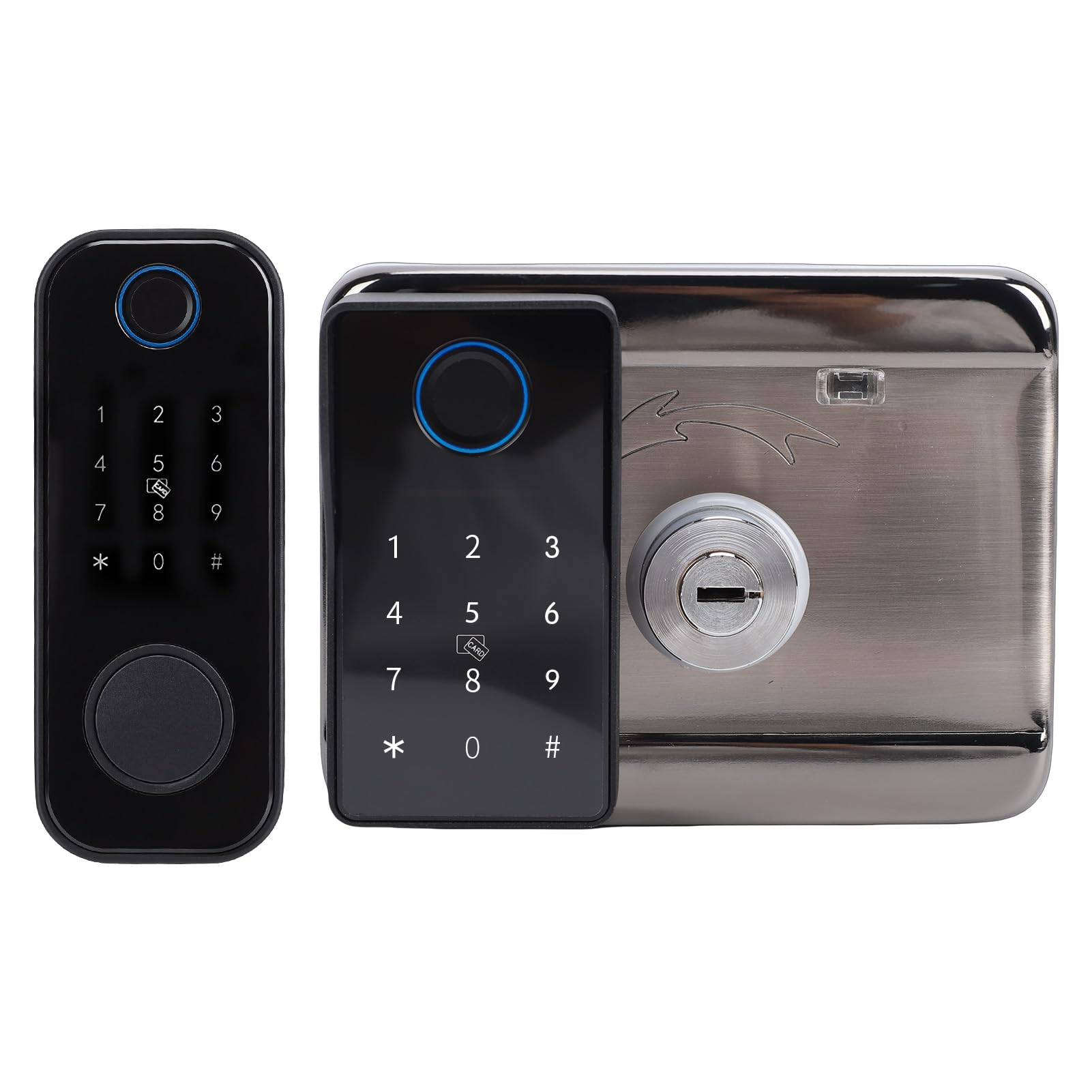 Cerradura de Puerta Inteligente Huella Digital de Doble Cara 5 | Plástico Acero Inoxidable, Uso en Vallas de Jardín, Compatibilidad con Puertas Huecas, Entrada con Teclado, Acceso