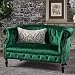 Christopher Knight Home Melaina Emerald Tufted Rolled Arm Velvet Chesterfield Loveseat Couch