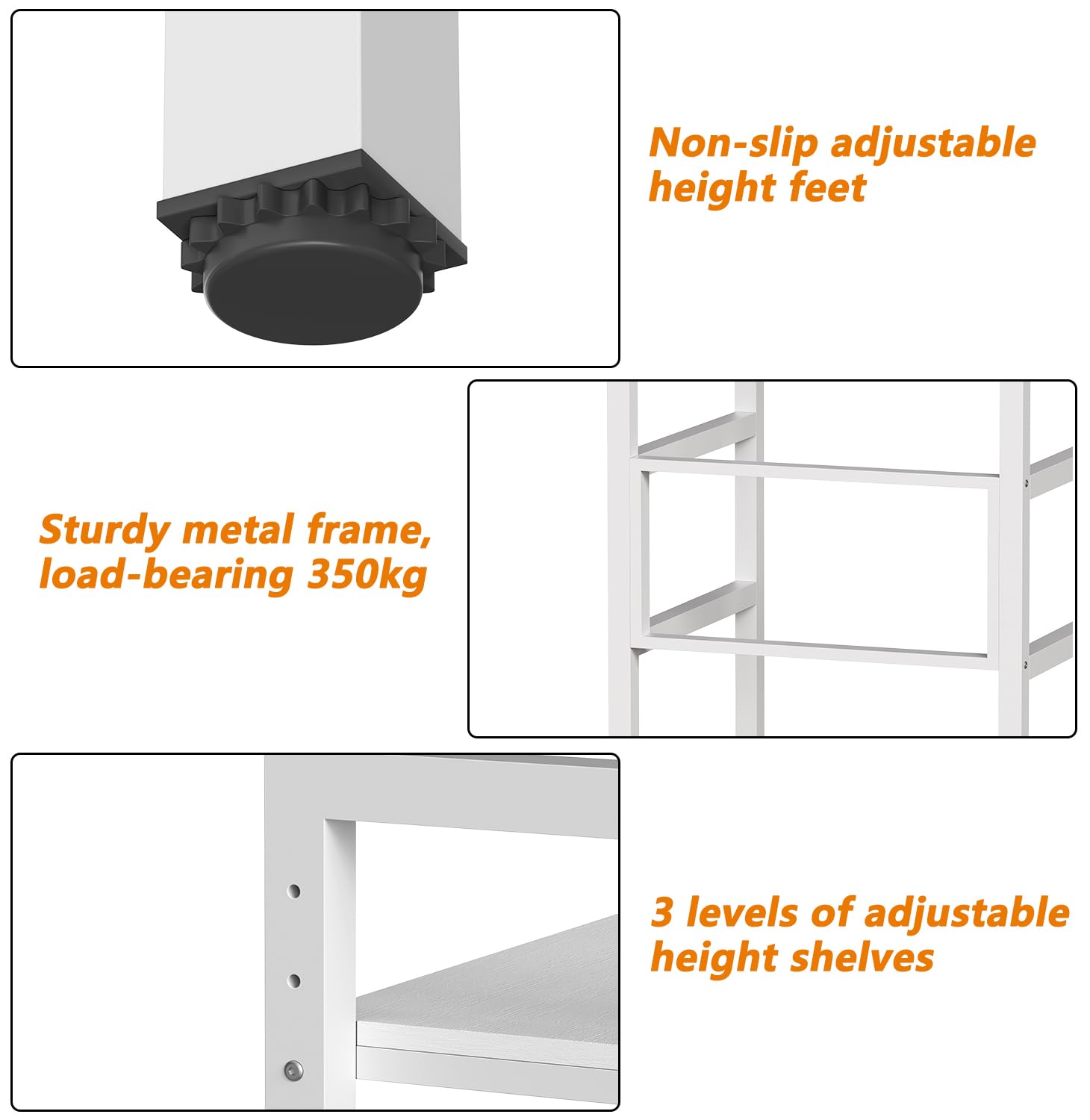 MSFE Regal über Waschmaschine,Höhenverstellbarer Wäschetrocknerständer,Lagerregal über der Waschmaschine, Tragfähigkeit 350 kg,für Waschmaschine und Trockner,73 * 64 * 110cm,Patentiertes Produkt