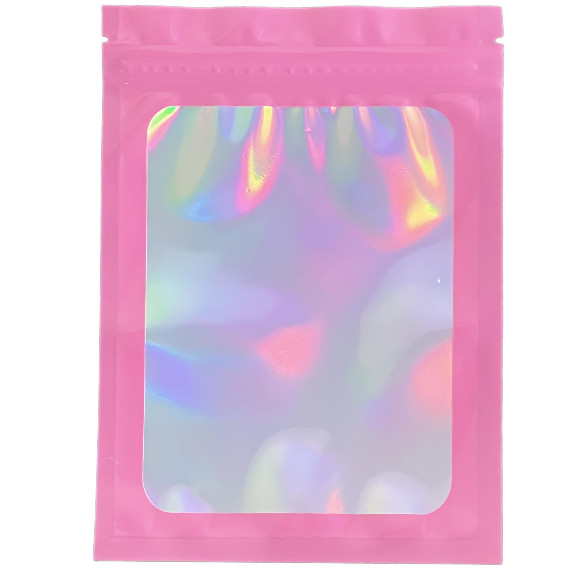 Mylar Bags,Resealable Bag Foil Ziplock Bags,Mylar Bags 3.5 Grip Seal Packaging Baggies for Food,Jewelry, Electronics (Pink, 10.5x15cm - 100pcs)