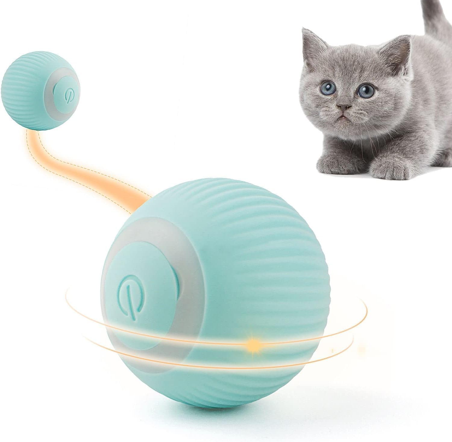 Interactive Smart Cat Ball,Quiet Cat Toys for Indoor Cats Adult Automatic 360° Rotating Kitten Toys,Intelligent Automatic Mobile Ball USB Charging Pet Toy,Fun Gift for Kitten