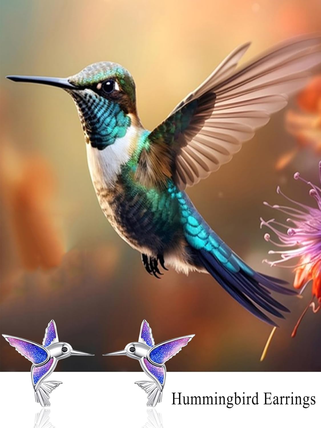 Dreamboat Hummingbird Bird Stud Earrings for Women 925 Sterling Silver Hypoallergenic Hummingbird Jewelry Gifts for Sensitive Ear - Image 8