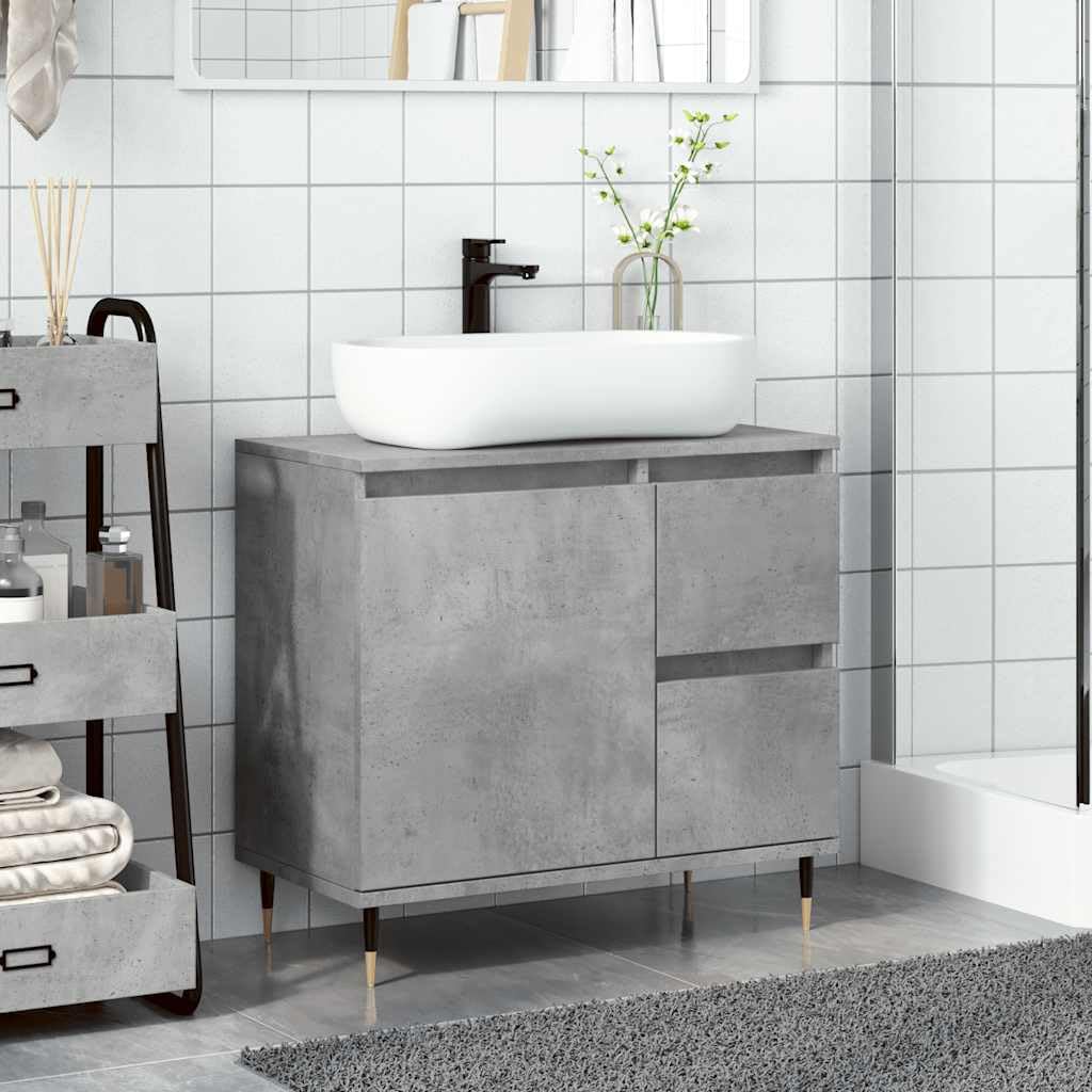 Tomostar Meuble sous Lavabo, Meuble de Rangement Salle de Bain sous Vasque Armoire Évier Gris béton 65x33x60 cm