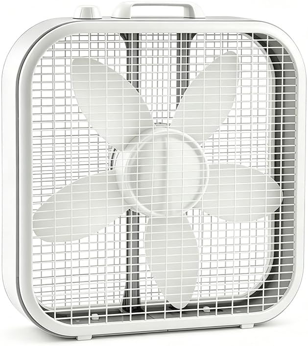 Box Fan - 20'' Portable Electric Floor Fan with 3 Quiet Speeds, 1800 CFM High Velocity Airflow, Weather-Resistant Motor for Window Use, Slim Cooling Unit for Basement, Home and Office, White