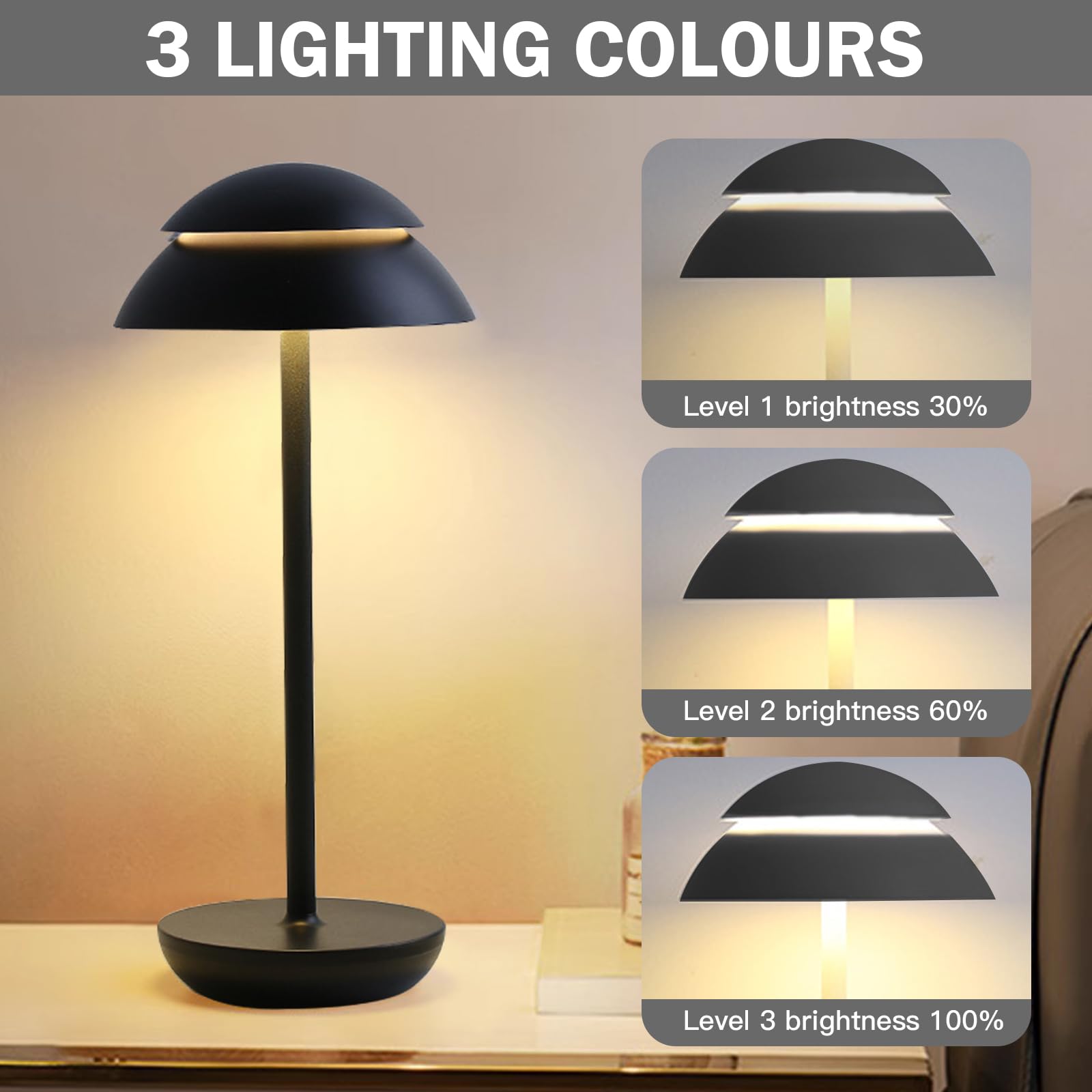 Tafellamp Mush draadloos LED 3W USB oplaadbaar, beige kopen? | Tafellampen