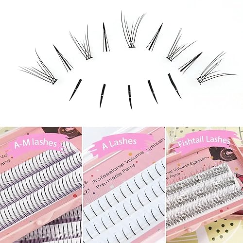 Miniatura 3 de Autoinjerto cola de pez AM en forma de pestañas de un solo racimo pelo mezclado 6 filas pestañas postizas