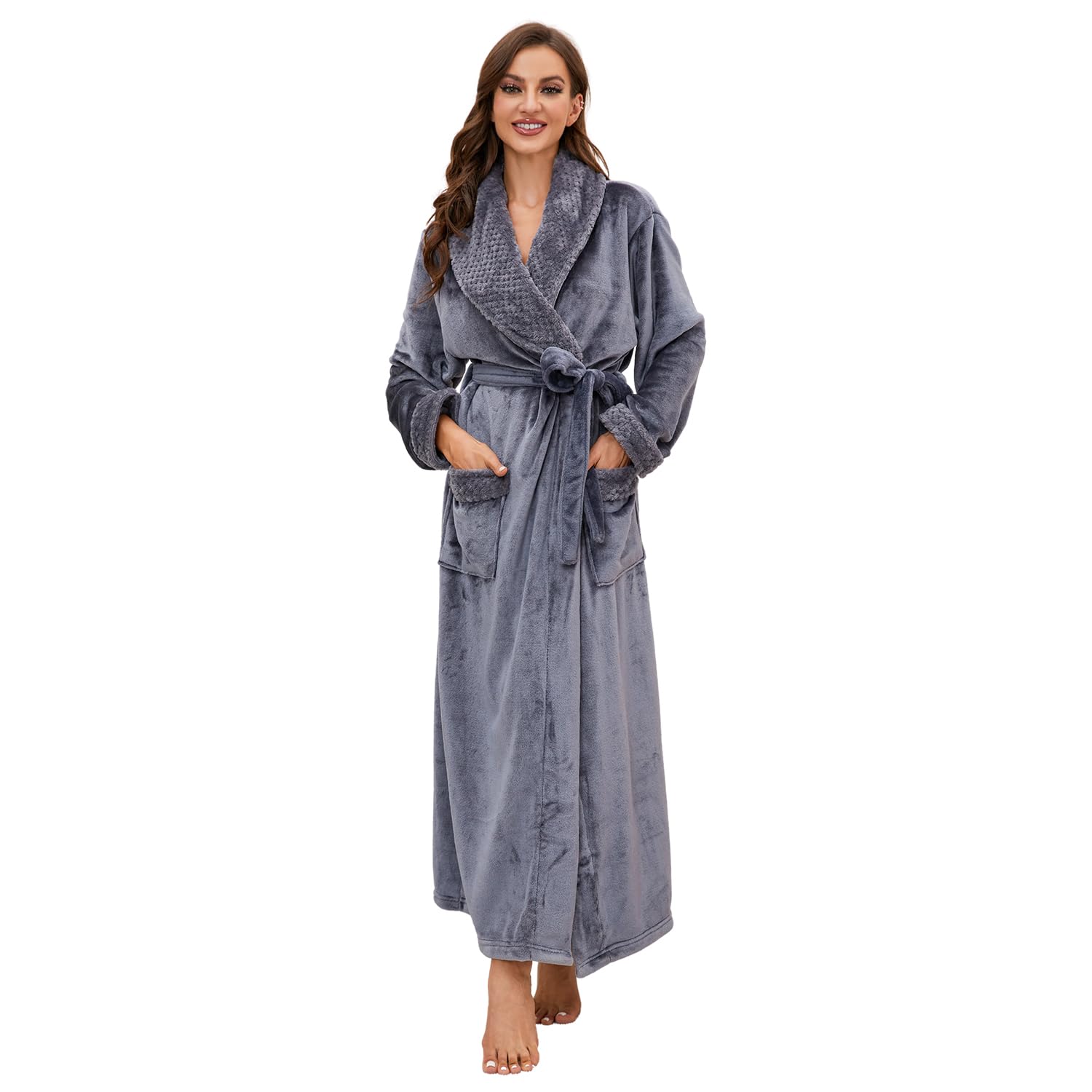 HEARTNICE Long Fleece Plaid Robe