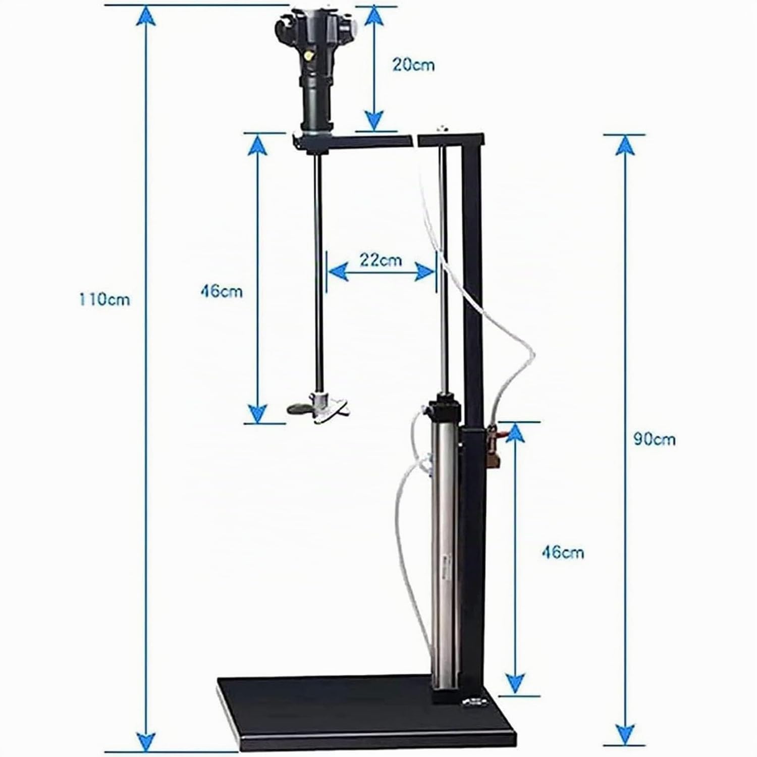 Genérico Mezclador Neumático, Agitador de Pintura de Elevación Automática de 5 Galones/20 L, Altura Ajustable Acero Inoxidable, Mezclador Aire Vertical Escritorio, Máquina Mezcladora Tinta para
