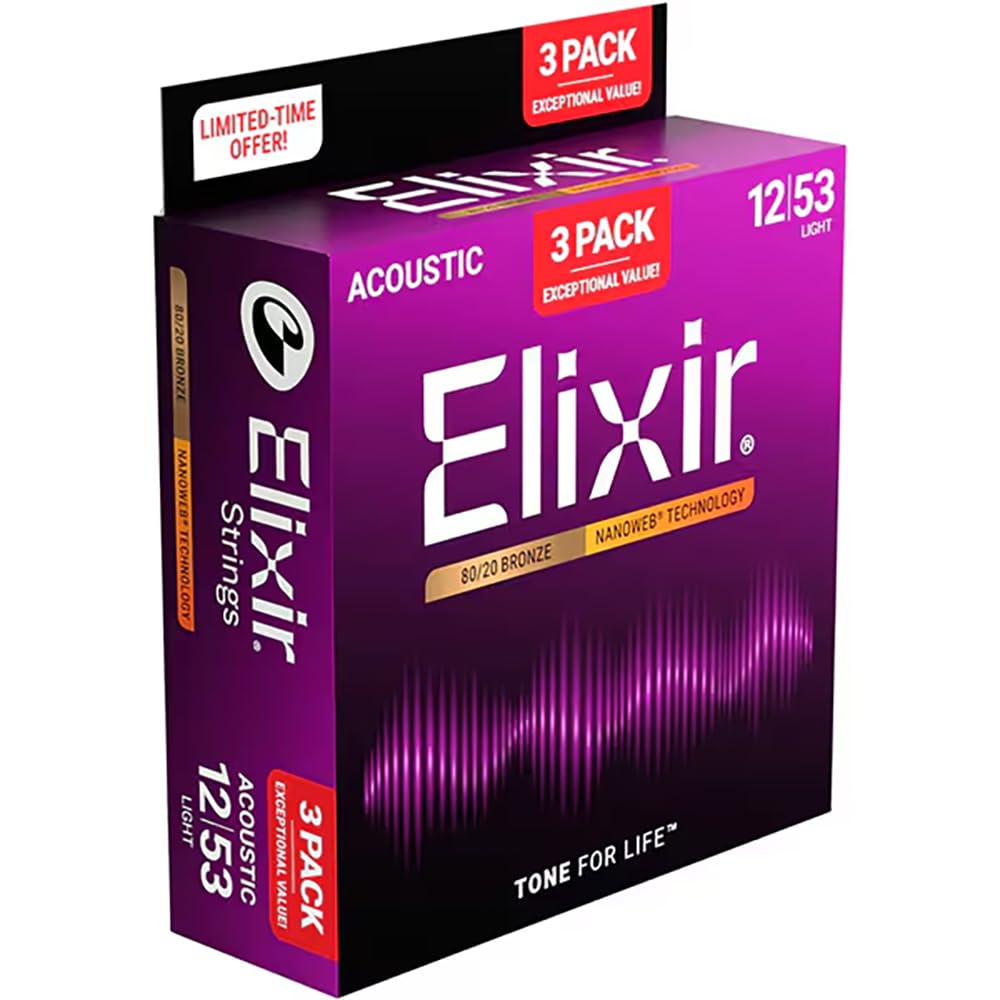Amazon.co.jp: Elixir エリクサー アコースティックギター弦 3セット