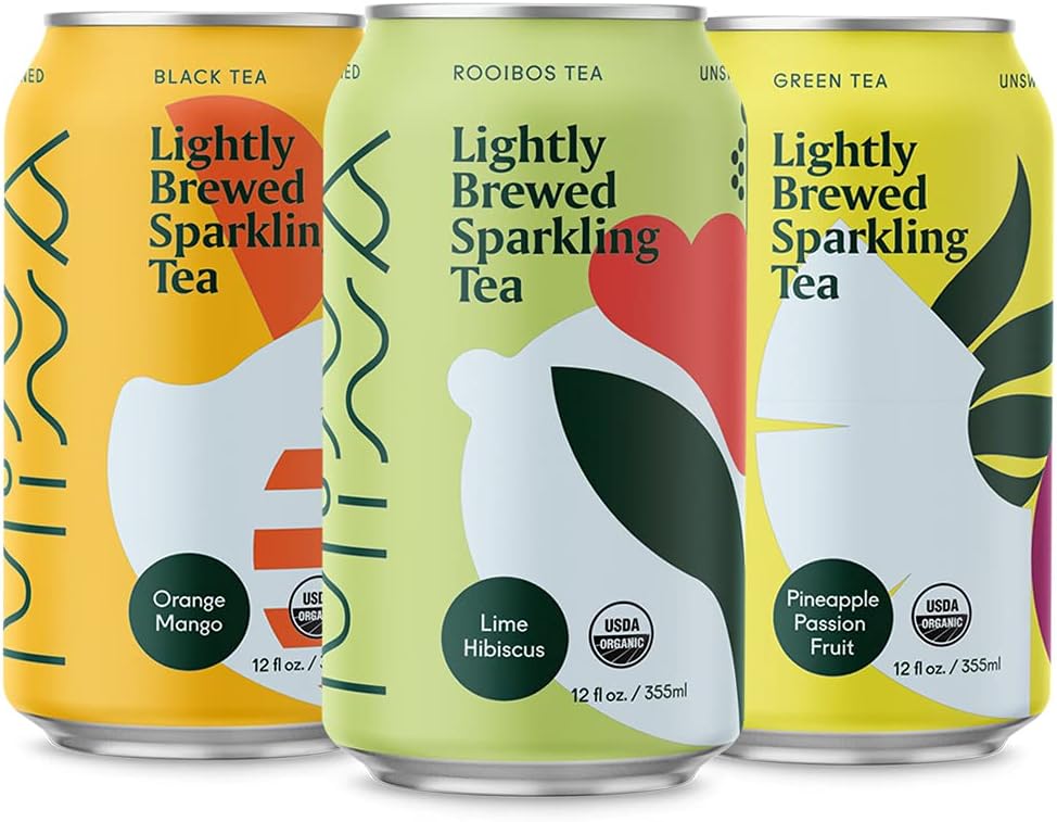 Minna Organic Sparkling Iced Tea - VARIETY PACK: No Sugar, Zero Calorie, Lightly Brewed, Refreshing, Non-GMO, Fair Trade, 12 Fl Oz Cans [12-Pack]…