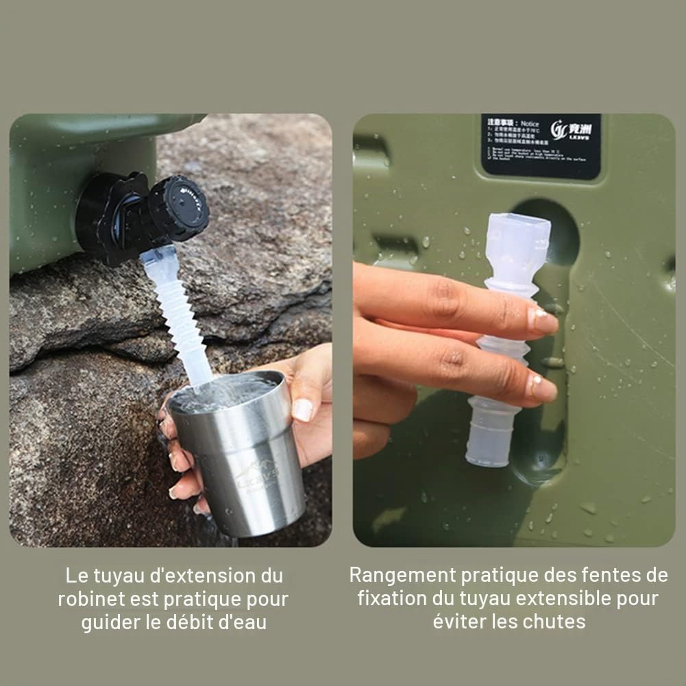 Reservoir Eau Camping Car,Portable Bidon d'eau avec Poignée,Jerrican Alimentaire avec Robinet,Bidon d'eau sans BPA, Parfait pour Voyage, Camping, Barbecue, Pêche