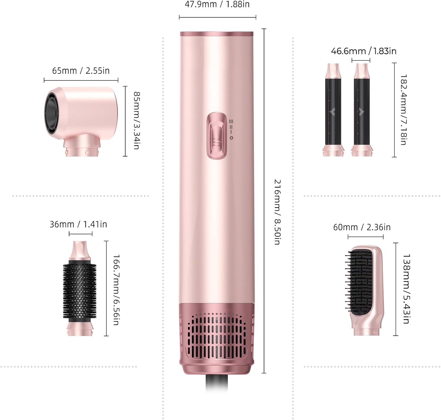 5 in 1 Hair Dryer Brush Set, Air Curler Wrap Hair Styler Blow Dryer Brush with 3 Temps, Upgrade Negative Ion Hot Air Brush Curling Brush Iron, Hair Styling Tools for Dry Curl Straighten